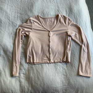 American Eagle Super Soft Cropped Button Down Sweater - Size Large